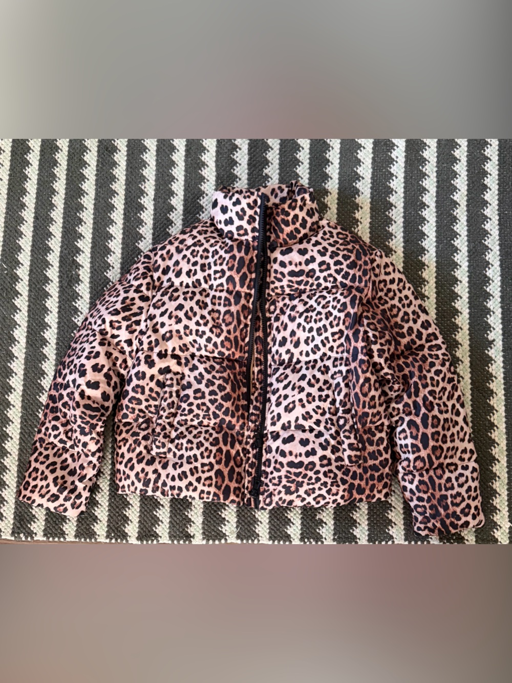 Elodie Girls Leopard Print Puffer Jacket Hooded Coat Size XS 4/5